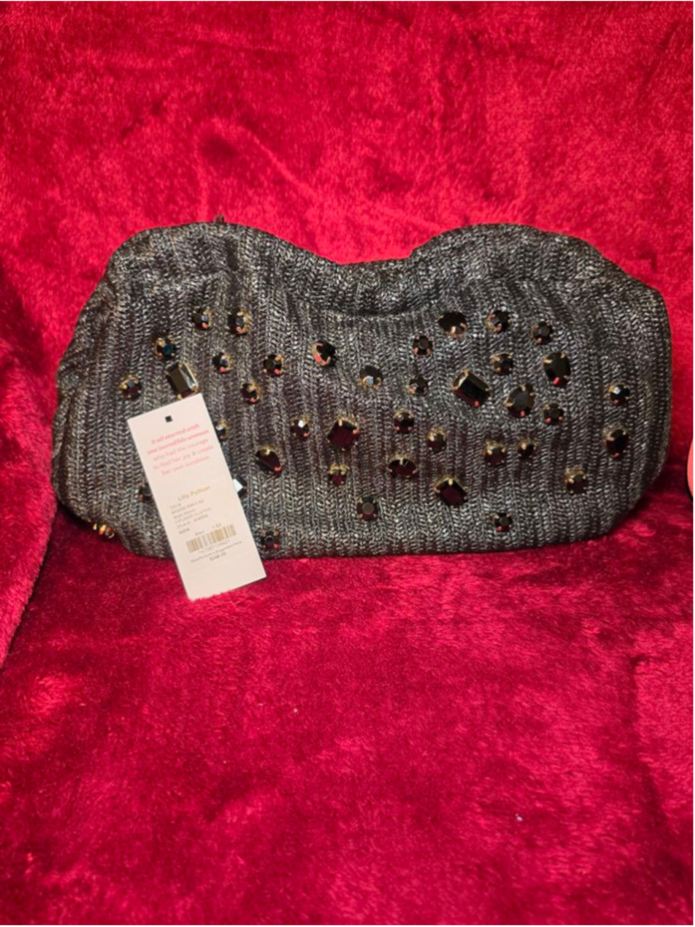 Lilly Pulitzer Black Bejeweled Clutch One Size - Picture 7 of 7